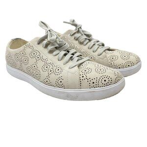 Cole Haan Grand Pro Womens Perforated Sneaker Shoes Size 7.5 B Leather Off White